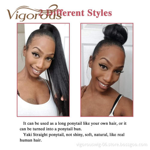 Vigorous Long Yaki Straight Wrap Around Clip In Ponytail Hair Extension Heat Resistant Synthetic Pony Tail Hair PIECE